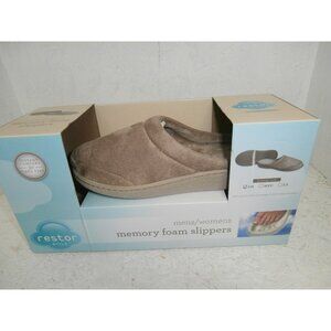 Restor Style Memory Foam Unisex Open Back Slippers Tan Small